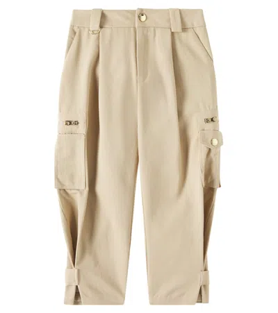 Chloé Kids' Cotton Cargo Pants In Beige