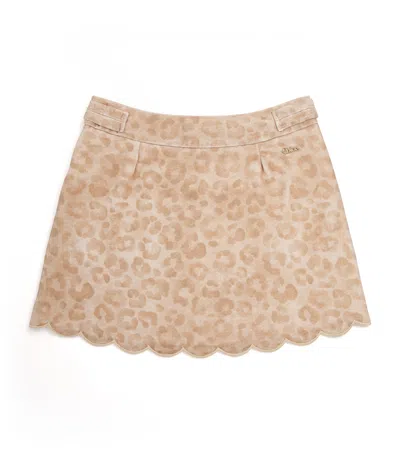 Chloé Kids Cotton Cheetah Print Skirt In Sand
