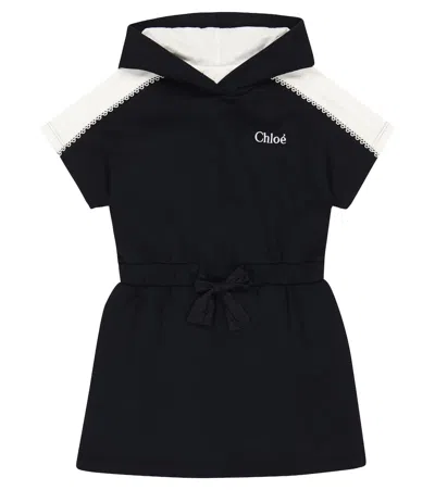Chloé Kids' Cotton Jersey Sweater Dress In Blue