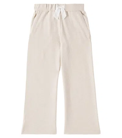 Chloé Kids' Cotton Jersey Sweatpants In Beige Marl