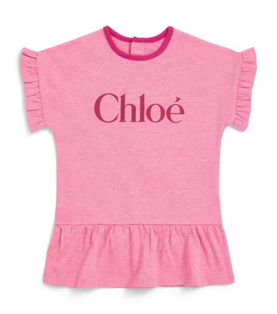 Chloé Kids Cotton Logo T-shirt Dress In Pink