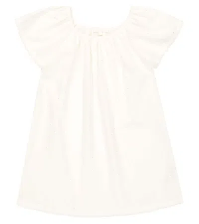 Chloé Kids' Spot-print Scallop-edge Nightdress In White