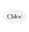 Chloé Kids' Logo-print Cropped T-shirt In White