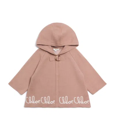 Chloé Kids Cotton-cashmere Cape Coat In Sand