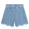Chloé Chloe Kids Curved Hem Tie-fasten Organic Cotton Shorts In Blue
