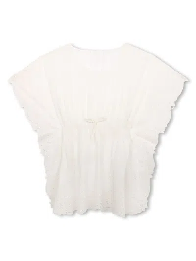 Chloé Kids' Ruffle-detailing Organic Cotton Dress In White