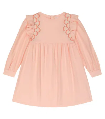 Chloé Kids' Embroidered Cotton Dress In Pink