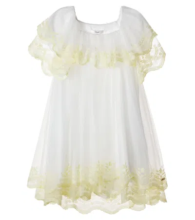 Chloé Kids Embroidered Tulle Dress In Multi
