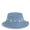 Chloé Chloe Kids Eyelet-embellished Denim Bucket Hat In Blue