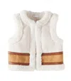 CHLOÉ FAUX SHEARLING-TRIMMED FAUX SUEDE VEST