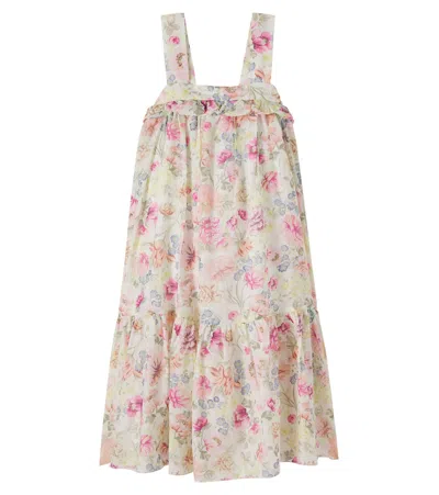 Chloé Kids Floral Cotton Dress In Multi