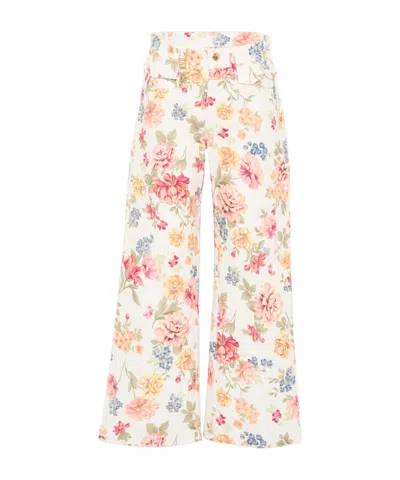 Chloé Kids Floral Printed Straight-leg Pants In Multi