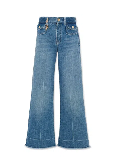 Chloé Kids Frayed Hem Denim Jeans In Blue