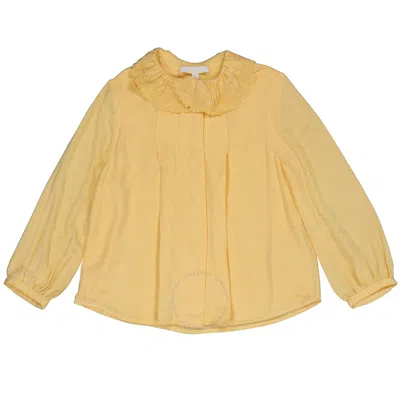 Chloé Chloe Kids Girls Straw Yellow Shirts With Ruffle Collar