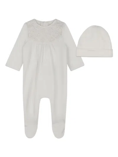 Chloé Babies' Embroidered-detail Cotton Pyjamas Set In Grey