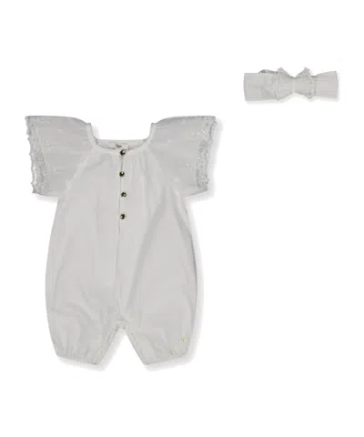 Chloé Kids Lace Playsuit Set In Gray