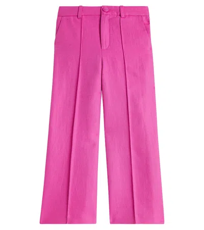 Chloé Kids' Linen And Cotton Suit Pants In Pink