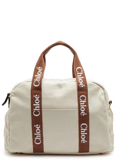 Chloé Babies' Chloe Kids Logo Canvas Changing Bag In Brown