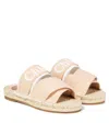 Chloé Kids Logo Canvas Espadrille Slides In Beige