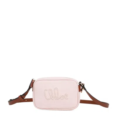 Chloé Kids Logo Canvas Shoulder Bag In Pink