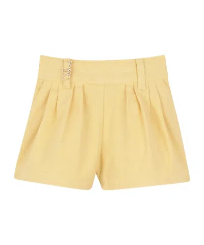 Chloé Kids Logo Charm Pleated Shorts In Brown