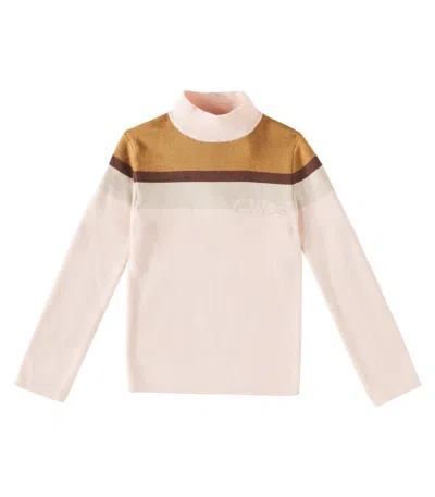 Chloé Kids' Logo Cotton And Wool Jumper In Pink  Washed Pink