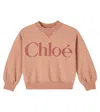 Chloé Kids Logo Cotton Fleece Sweatshirt In Brown