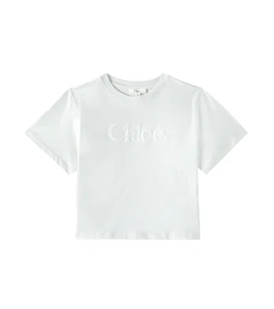 Chloé Kids' Logo Cotton Jersey T-shirt In Green