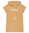 Chloé Logo Cotton Sweatshirt Dress In Grey
