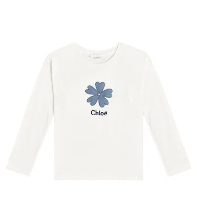 Chloé Kids' Logo Cotton Top In White