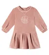 Chloé Logo Cotton Velvet Dress In Pink