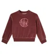 Chloé Logo Cotton Velvet Sweater In Burgundy
