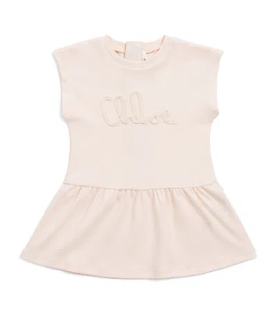 Chloé Kids Logo Dress In Neutral