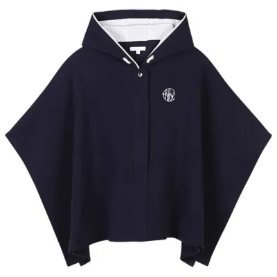 Chloé Chloe Kids Logo Embossed Cotton Cape In Blue