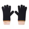 Chloé Chloe Kids Logo Embossed Knit Gloves In Black