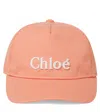Chloé Kids Logo Embroidered Baseball Cap In Brown