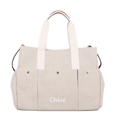 Chloé Kids Logo Embroidered Changing Bag In Red