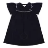 Chloé Chloe Kids Logo-embroidered Eyelet Cotton Dress In Blue