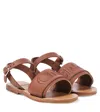 Chloé Chloe Girls Brown Kids Stellar Brand-embroidered Leather Sandals 6-10 Years In Brown