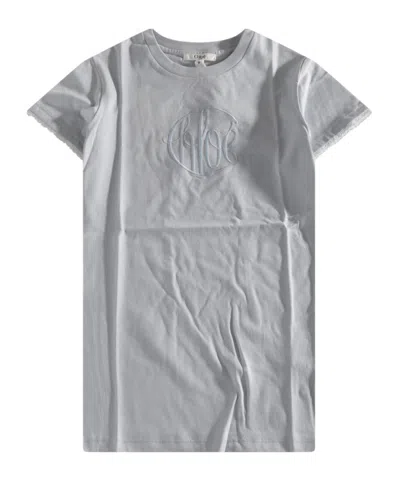 Chloé Kids Logo Embroidered T-shirt Dress In Gray