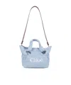 Chloé Kids Logo Embroidered Tote Bag In Blue