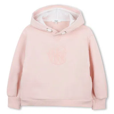 Chloé Chloe Kids Logo Hooded Cropped Sweatshirt In Pink
