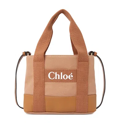 Chloé Kids Logo-print Panel Tote Bag In Brown