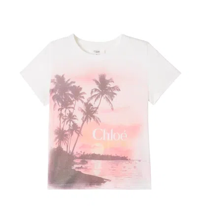 Chloé Kids Logo Printed Cotton Jersey T-shirt In White