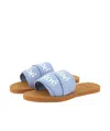 Chloé Girls Denim Logo Sliders In Blue