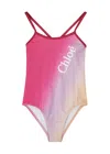 Chloé Multicolor One-piece Swimsuit For Girl In Pink