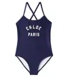 Chloé Logo-print Swimsuit In Blue