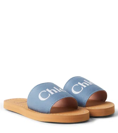 Chloé Kids Logo Slides In Blue