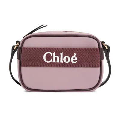Chloé Kids Logo-embroidered Zipped Crossbody Bag In Orange