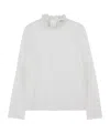 Chloé Kids Long Sleeved Frilled High-neck Top In White